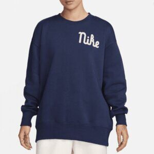 Women Nike Fleece Oversized Crew Neck Sweatshirt in Midnight Navy Size Large